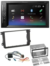 Pioneer DAB MP3 2DIN Bluetooth USB Autoradio für Skoda Fabia Octavia II Rapid Ro