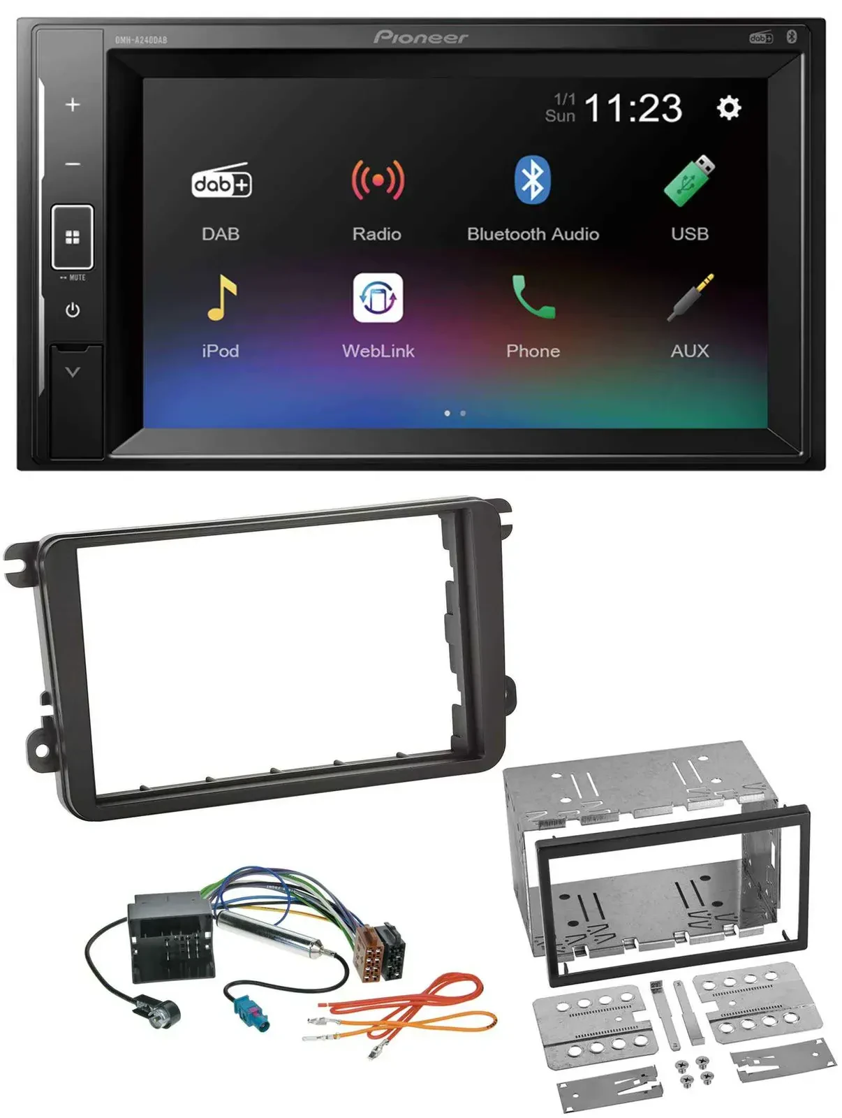 Pioneer DAB MP3 2DIN Bluetooth USB Autoradio für Skoda Fabia Octavia II Rapid Ro
