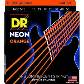 Струны для 7-струнной электрогитары DR Strings NOE7-10 Neon Orange 10-56