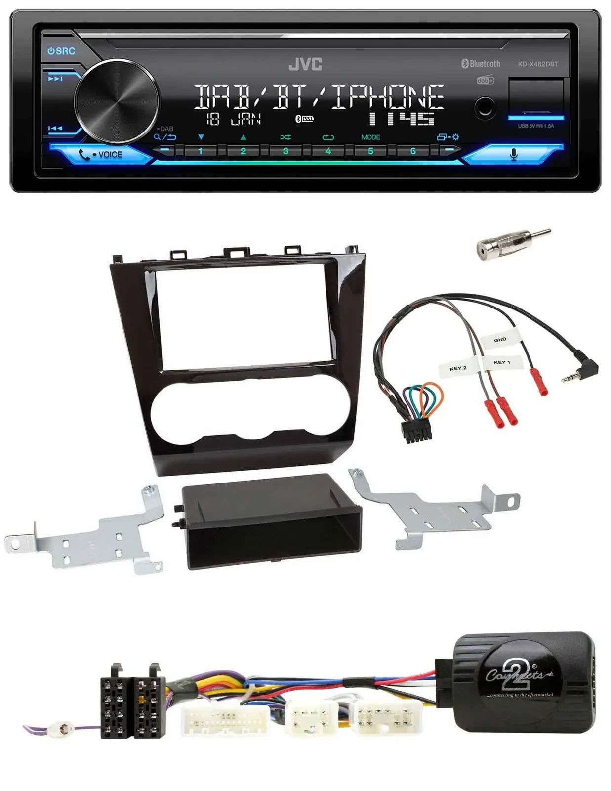 Автомагнитола для Subaru Forester (с 2015) JVC Bluetooth, DAB, USB, поддержка кнопок на руле