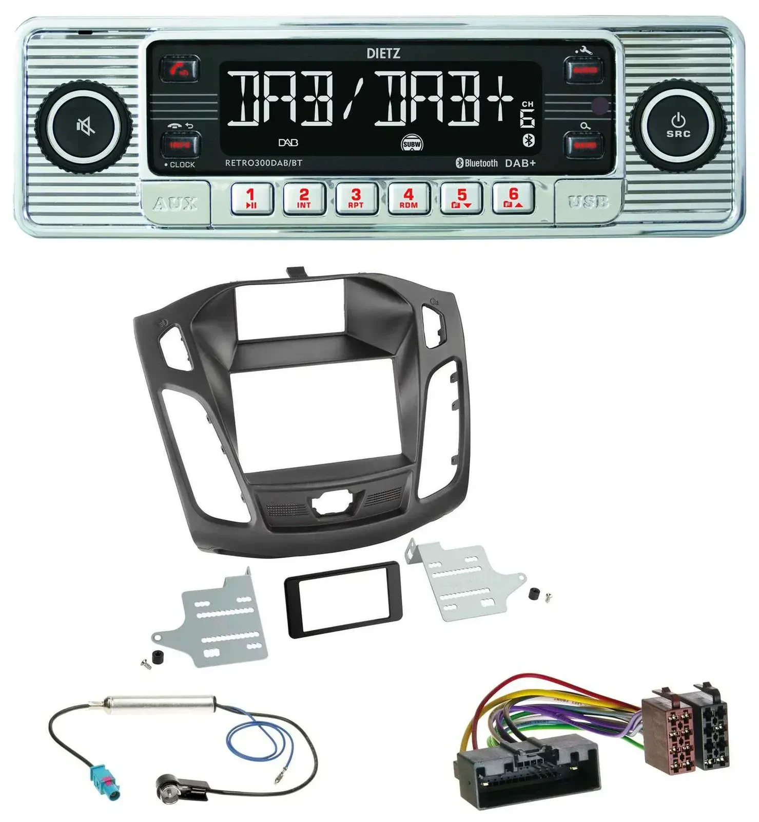 Dietz Bluetooth MP3 DAB USB Autoradio für Ford Focus (DYB, 2011-2014)