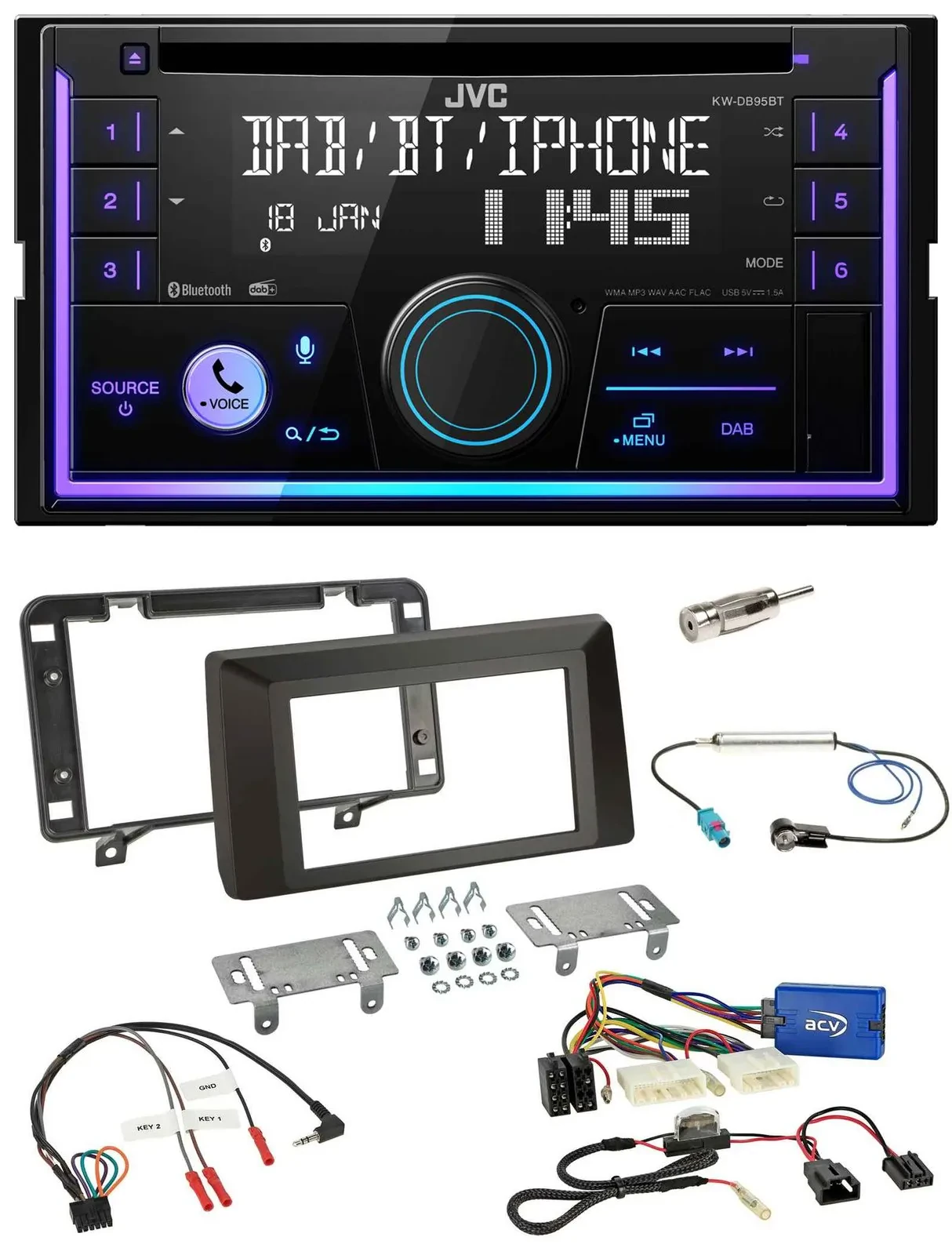 JVC Lenkrad USB 2DIN DAB Bluetooth CD Autoradio für Dacia Duster ab 2021