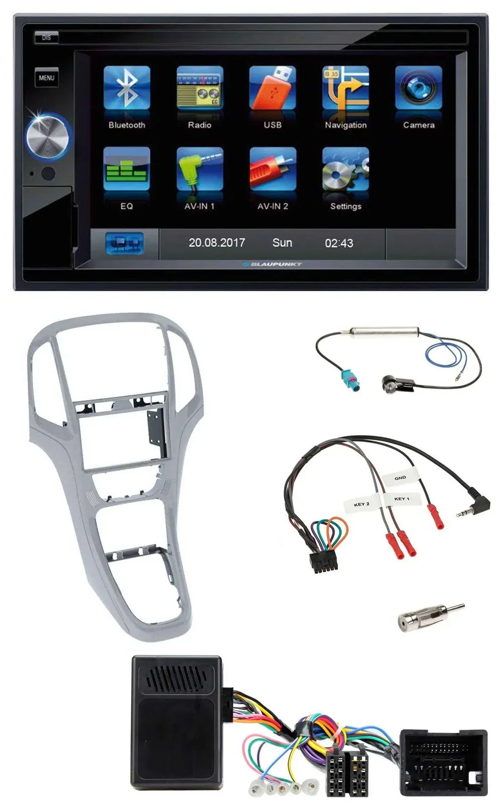 Blaupunkt SD USB TMC Bluetooth 2DIN Lenkrad Navigation für Opel Astra J ab 09 Pl