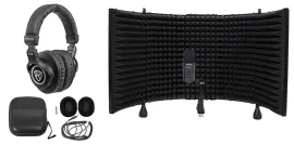 Микрофон для подкаста Samson G-Track Pro Studio USB, со встроенным аудиоинтерфейсом (набор) с наушниками и акустическим экраном