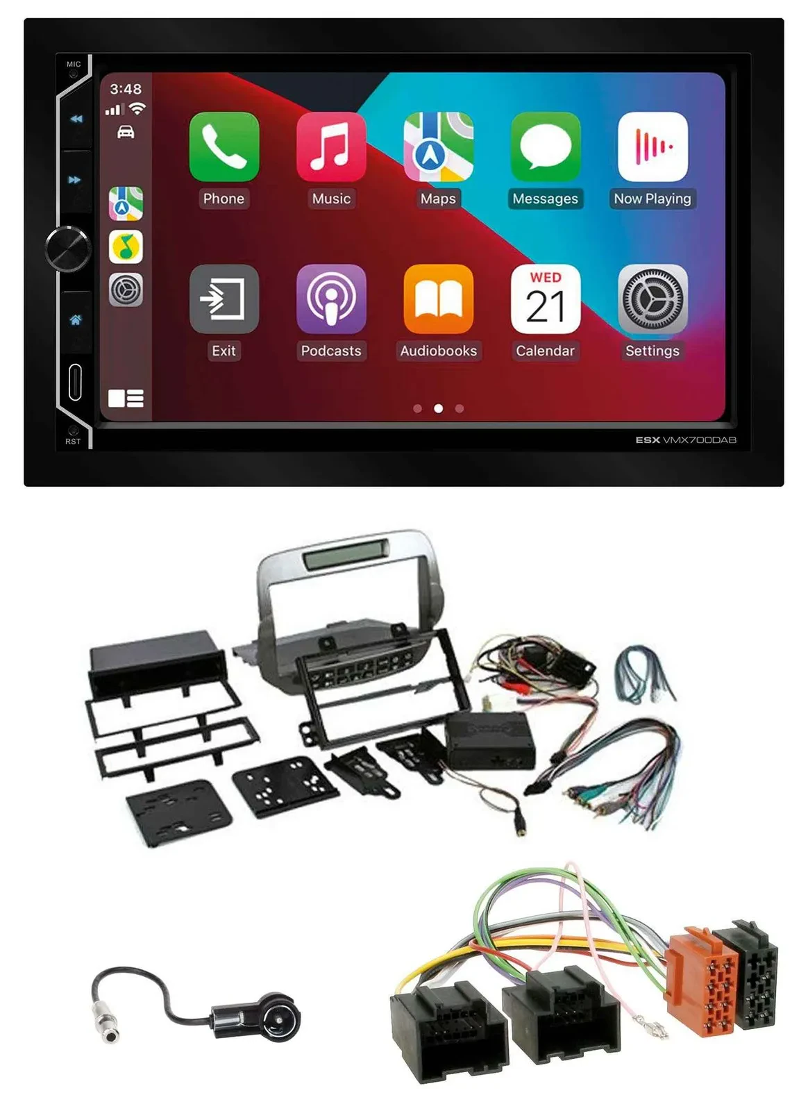 ESX 2DIN DAB USB MP3 Bluetooth Autoradio für Chevrolet Camaro 2010-2015 silber