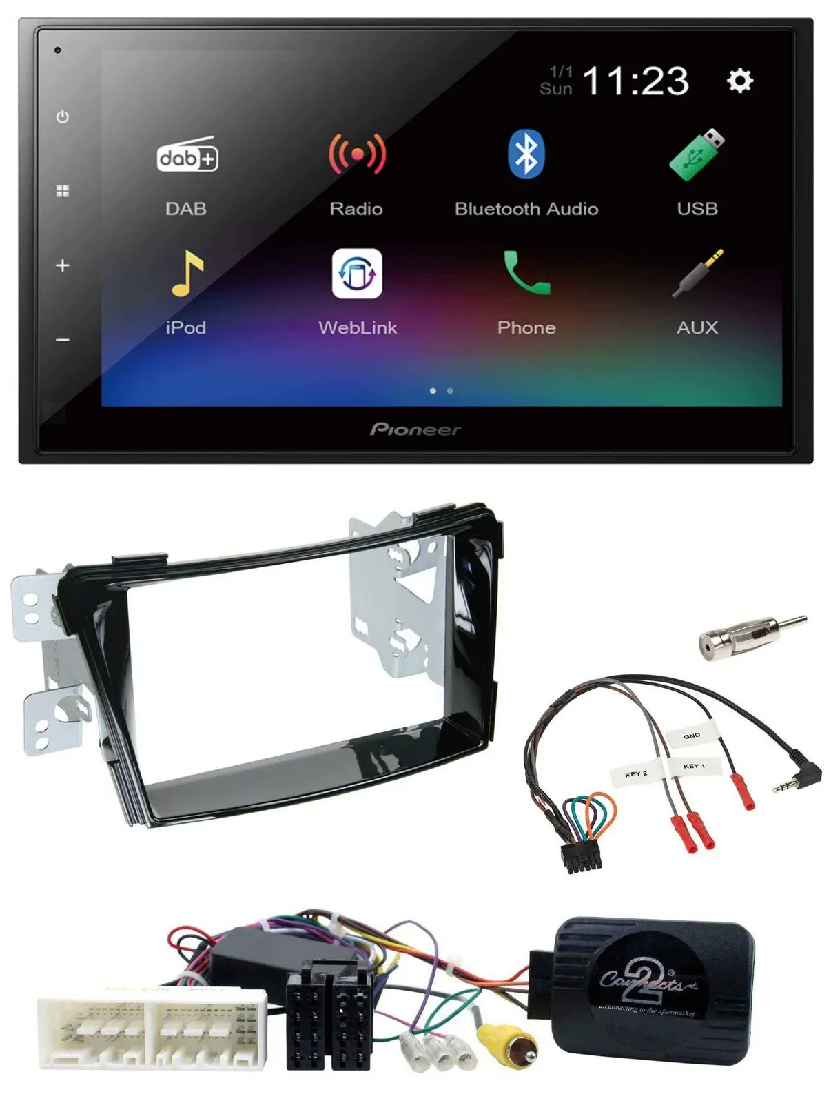 Pioneer USB Bluetooth DAB 2DIN Lenkrad Autoradio für Hyundai i40 ab 16 VF Klavie