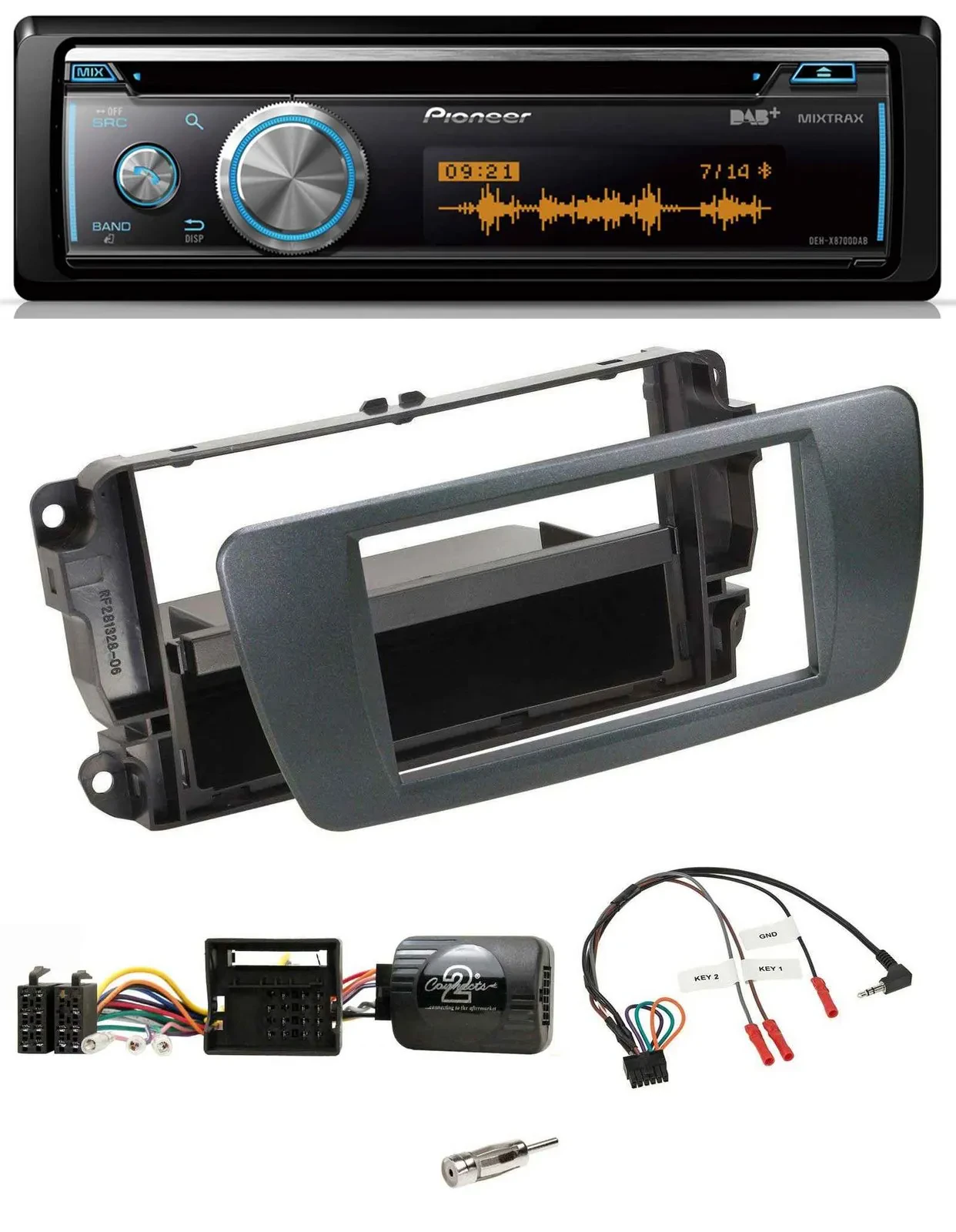 Автомагнитола Pioneer DAB USB CD Bluetooth для Seat Ibiza, черный