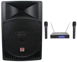 Rockville RPG15 15" Powered Active 1000w PA Speaker w/Dual Wireless Mics