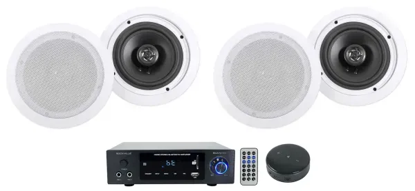 Rockville BLUAMP 150 Bluetooth Amplifier+(4) 6.5" Ceiling Speakers+Wifi Receiver