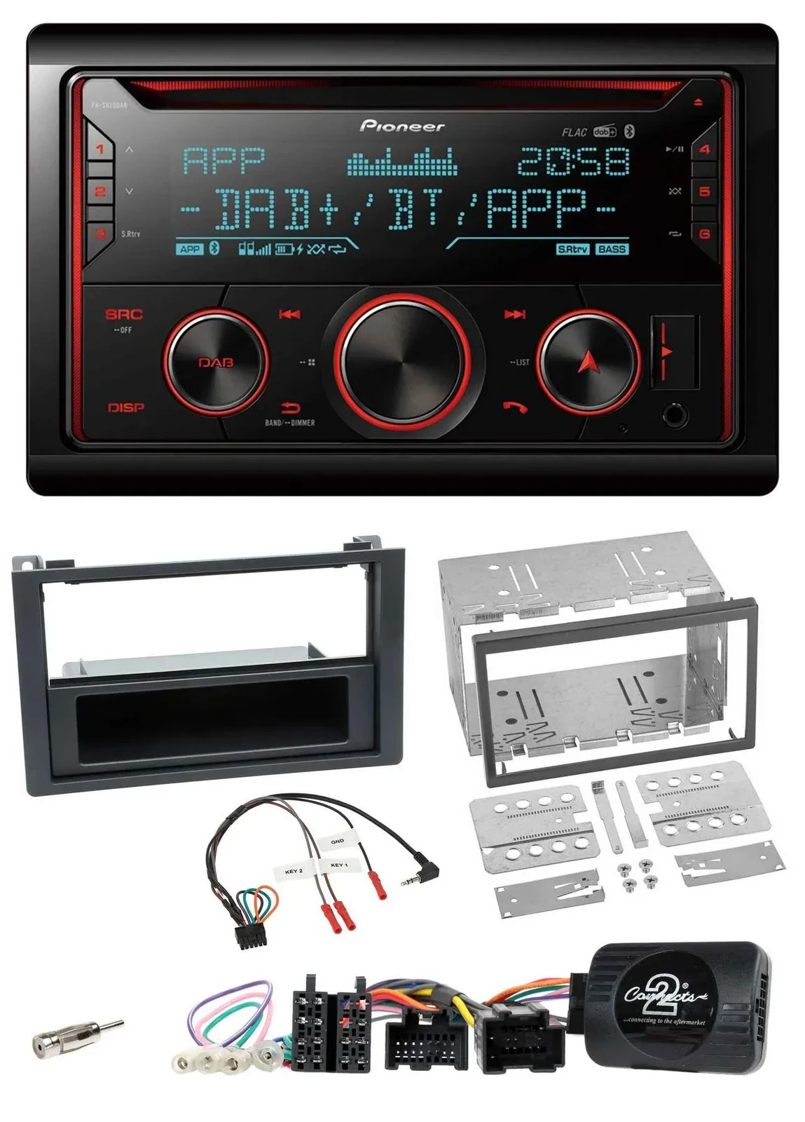 Pioneer 2DIN DAB Lenkrad Bluetooth USB CD Autoradio für Saab 9-3 2008-2012