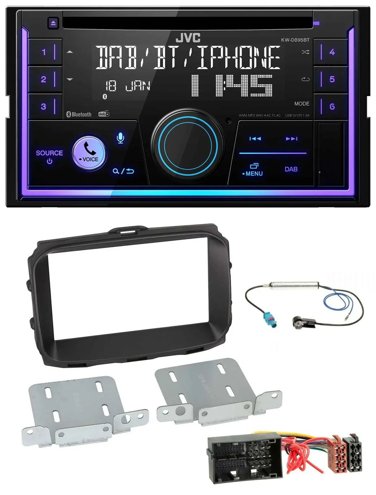 JVC MP3 USB 2DIN DAB Bluetooth CD Autoradio für Alfa Giulietta 940 Facelift ab 2