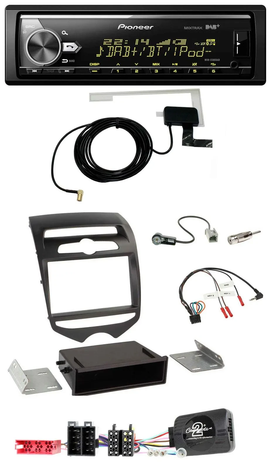 Автомагнитола Pioneer Bluetooth, DAB, USB для Hyundai ix20 (с 2010), совместимая с кнопками на руле, для версии с механическим кондиционером