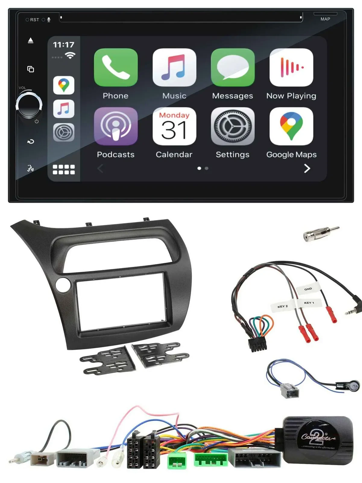 Blaupunkt DAB Lenkrad TMC Bluetooth USB 2DIN Navigation für Honda Civic 2006-201