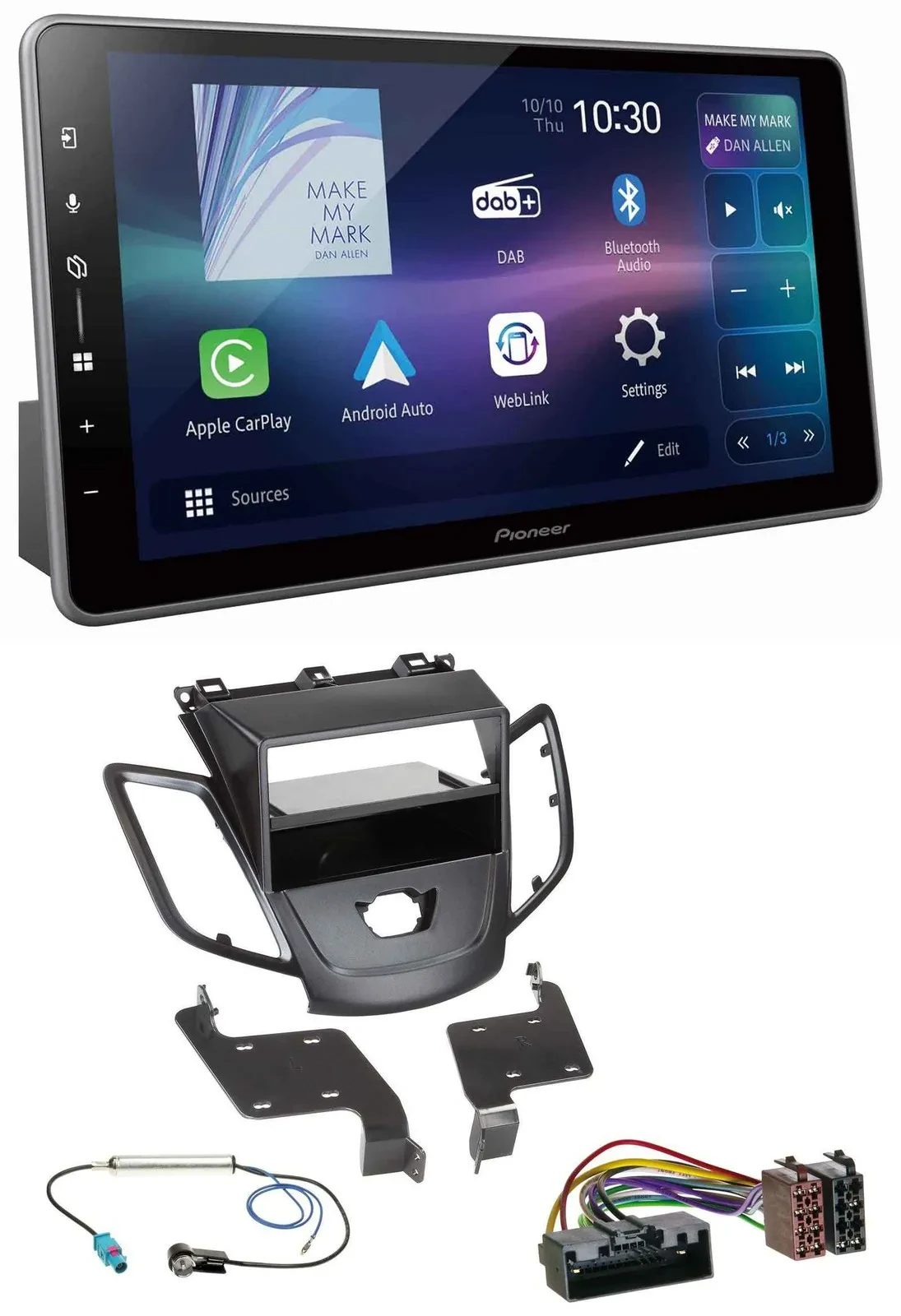 Автомагнитола для Ford Fiesta 2010–2017 Pioneer Bluetooth USB DAB MP3 (для версии без дисплея)