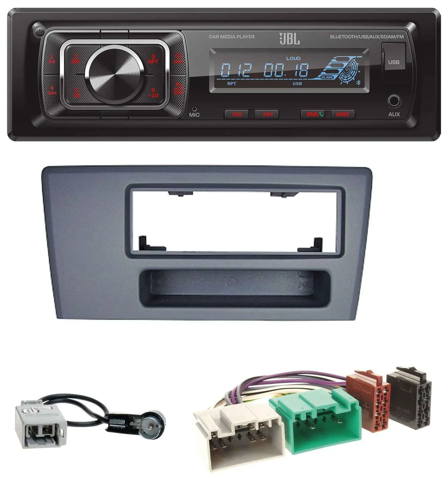 Автомагнитола для Volvo S60/S70/C70/V70 2000–2003 JBL SD AUX MP3 USB Bluetooth темно-серая