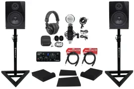 Recording Bundle w/Presonus AudioBox GO Interface+Monitors+Stands+Headphones+Mic