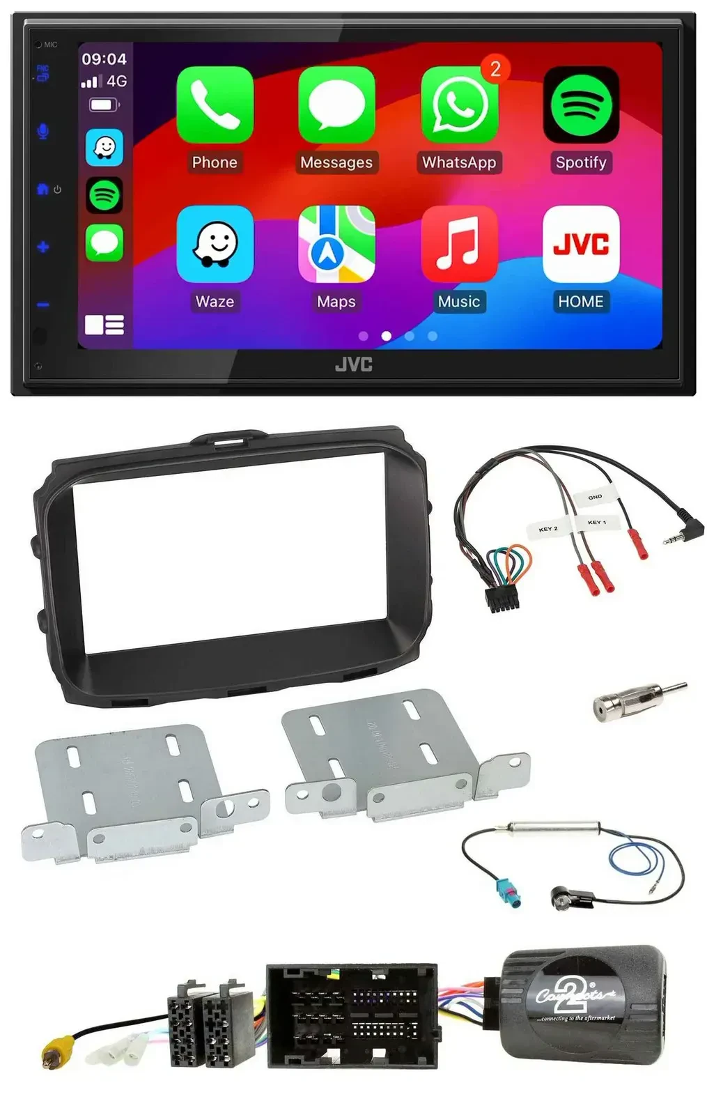 Автомагнитола для Alfa Romeo Giulietta (2013–2021) JVC 2DIN, Bluetooth, DAB, USB