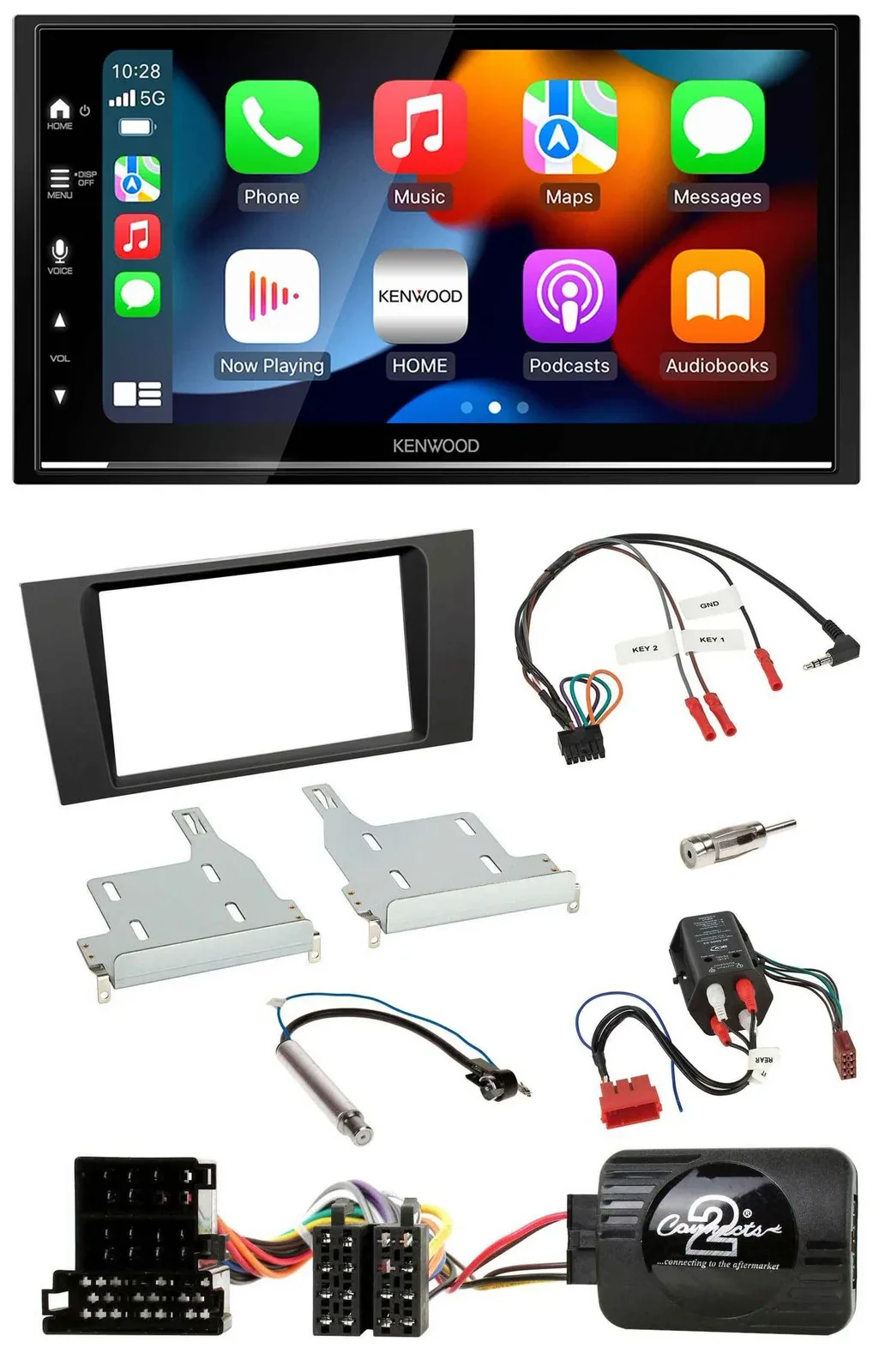 Kenwood DAB USB Bluetooth 2DIN Lenkrad Autoradio für Audi A4 99-01 BOSE Vollakti