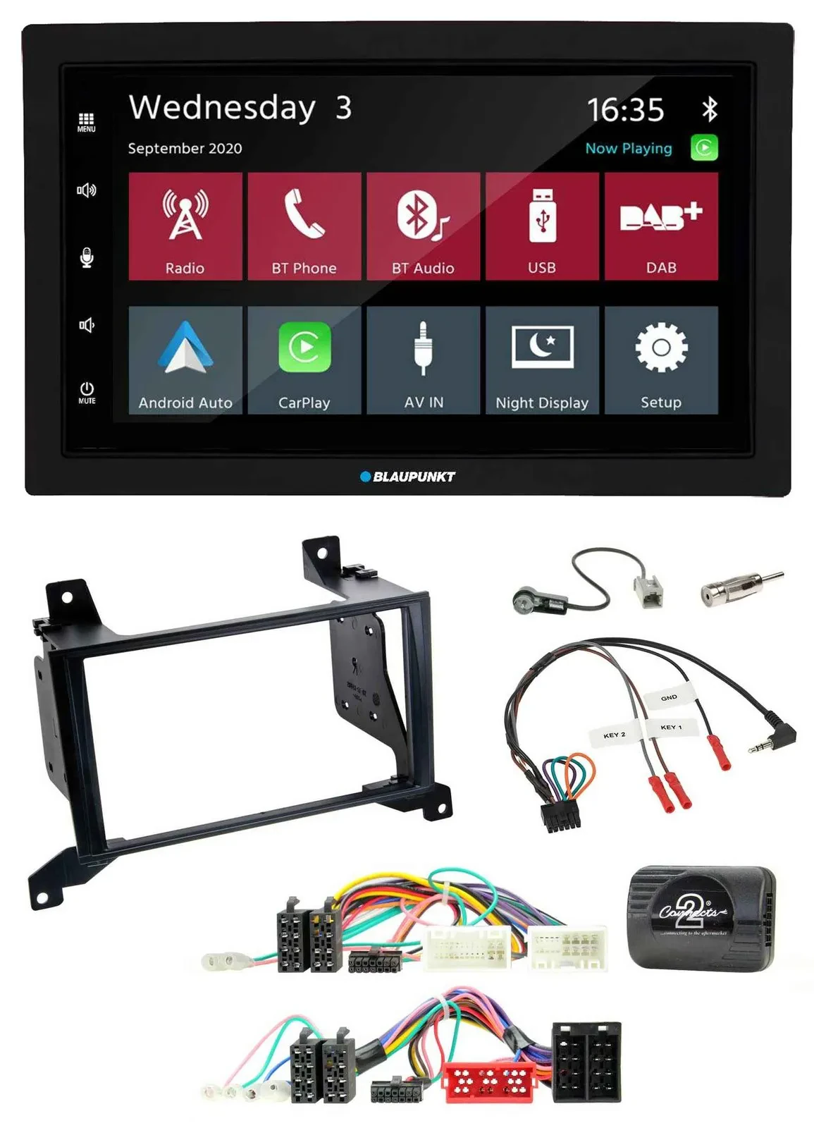 Blaupunkt DAB Bluetooth USB Lenkrad 2DIN Autoradio für Hyundai Santa Fe CM 2009-