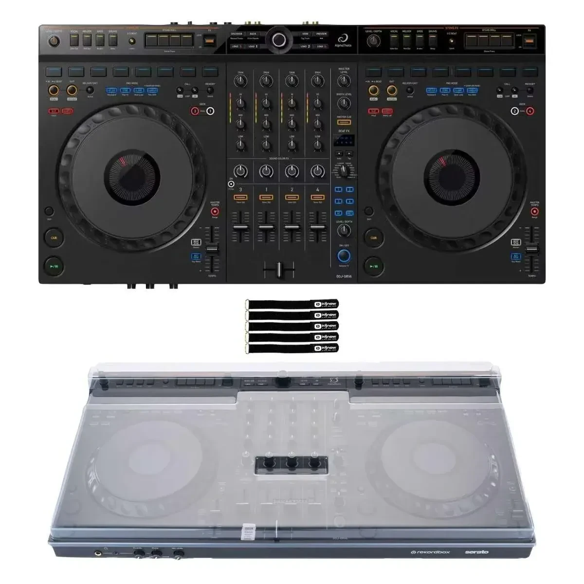 AlphaTheta DDJ-GRV6 4-Channel DJ Controller w Decksaver Cover Package