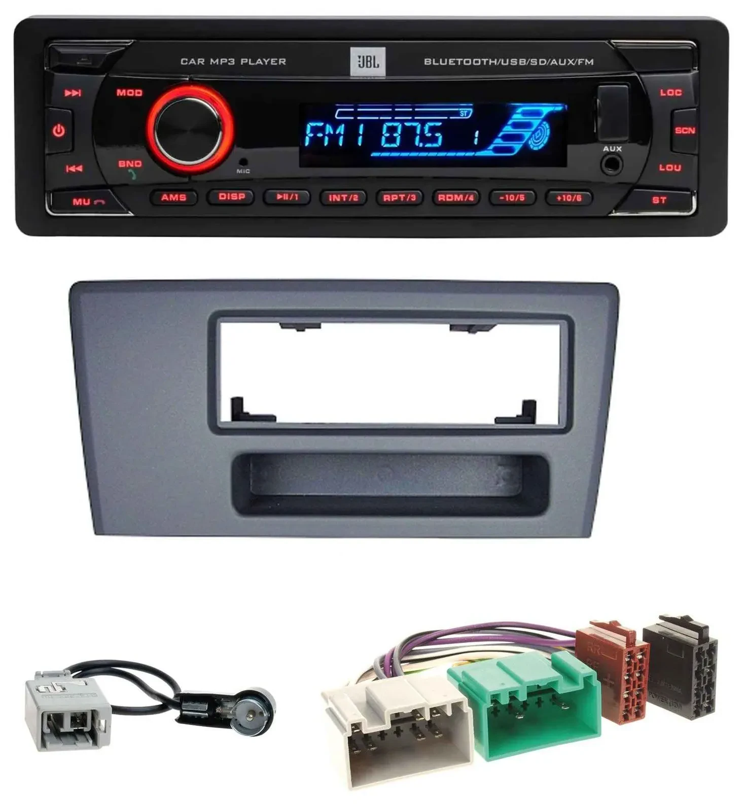 JBL AUX MP3 USB Bluetooth SD Autoradio für Volvo S60 S70 C70 V70 00-03 dunkelgra