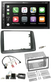 Pioneer USB Lenkrad DAB 2DIN Bluetooth Autoradio für Fiat Panda 2007-2012 grau