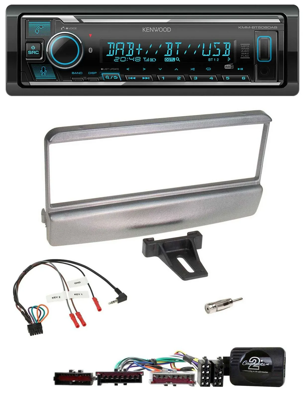 Kenwood Bluetooth Lenkrad DAB USB Autoradio für Ford Escort Focus silber