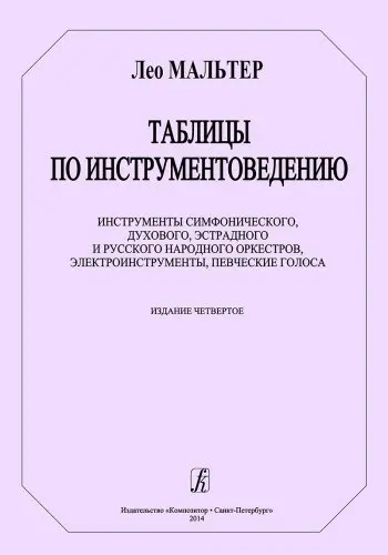 Учебное пособие Издательство «Композитор» Таблицы по инструментоведению. Мальтер Л.