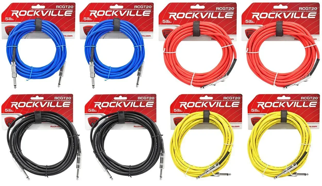 Инструментальный кабель Rockville RCGT20 Multicolor 6.1 м (8 штук)
