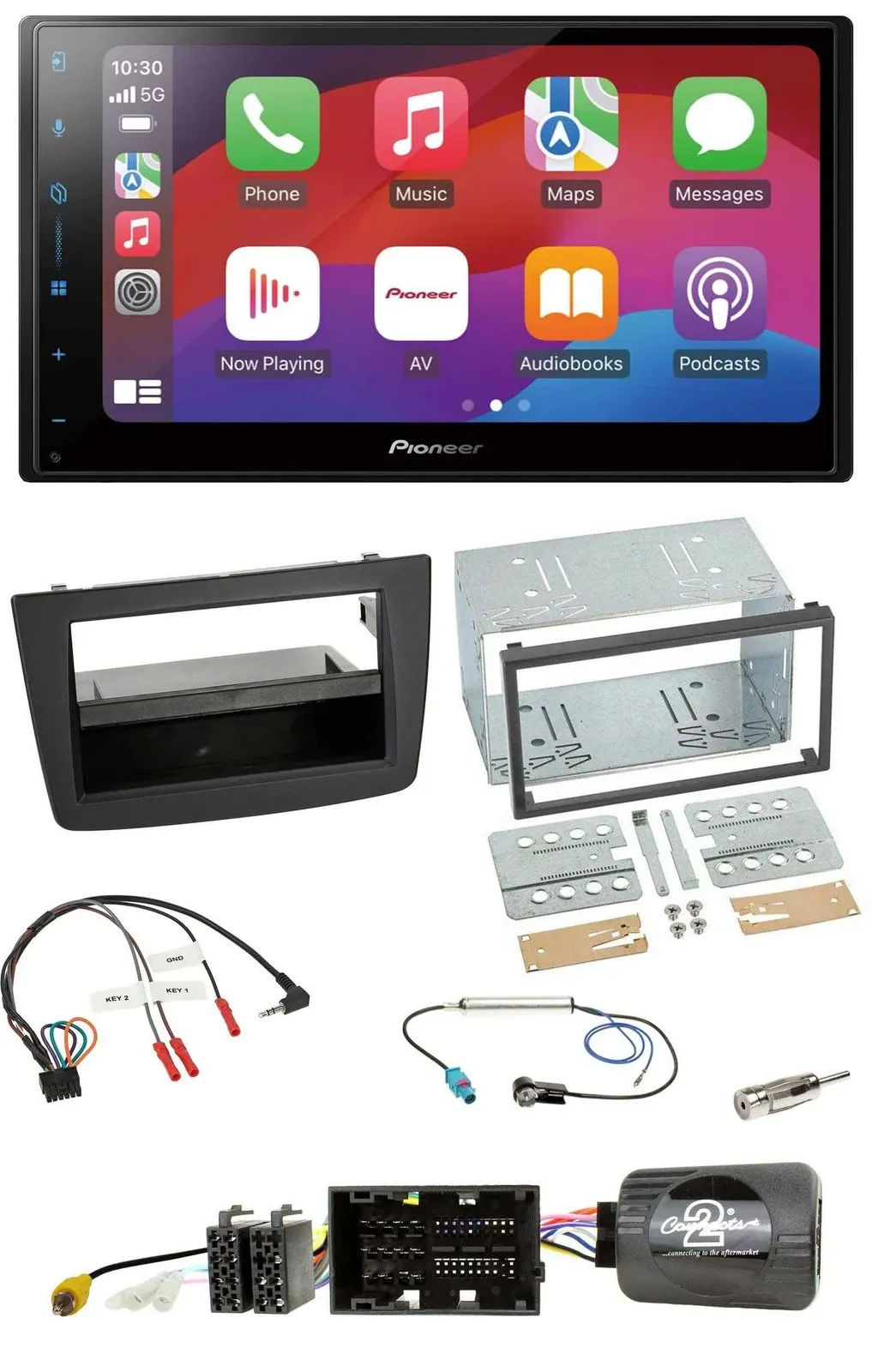 Автомагнитола Pioneer 2DIN, DAB, USB, Bluetooth, для Alfa Romeo Mito 2014–2018, чёрный