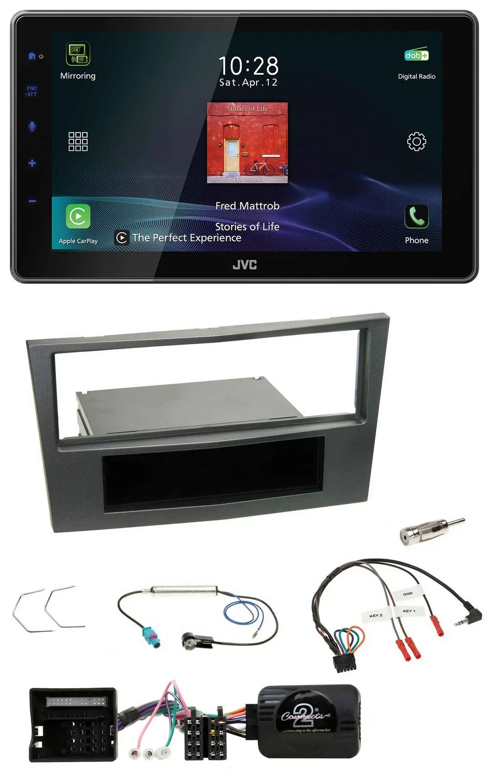 JVC DAB Lenkrad Bluetooth USB Autoradio für Opel Antara Astra H Zafira B charcoa