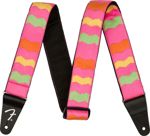 Genuine Fender MonoNeon Woven Strap, Neon Pink, 2"