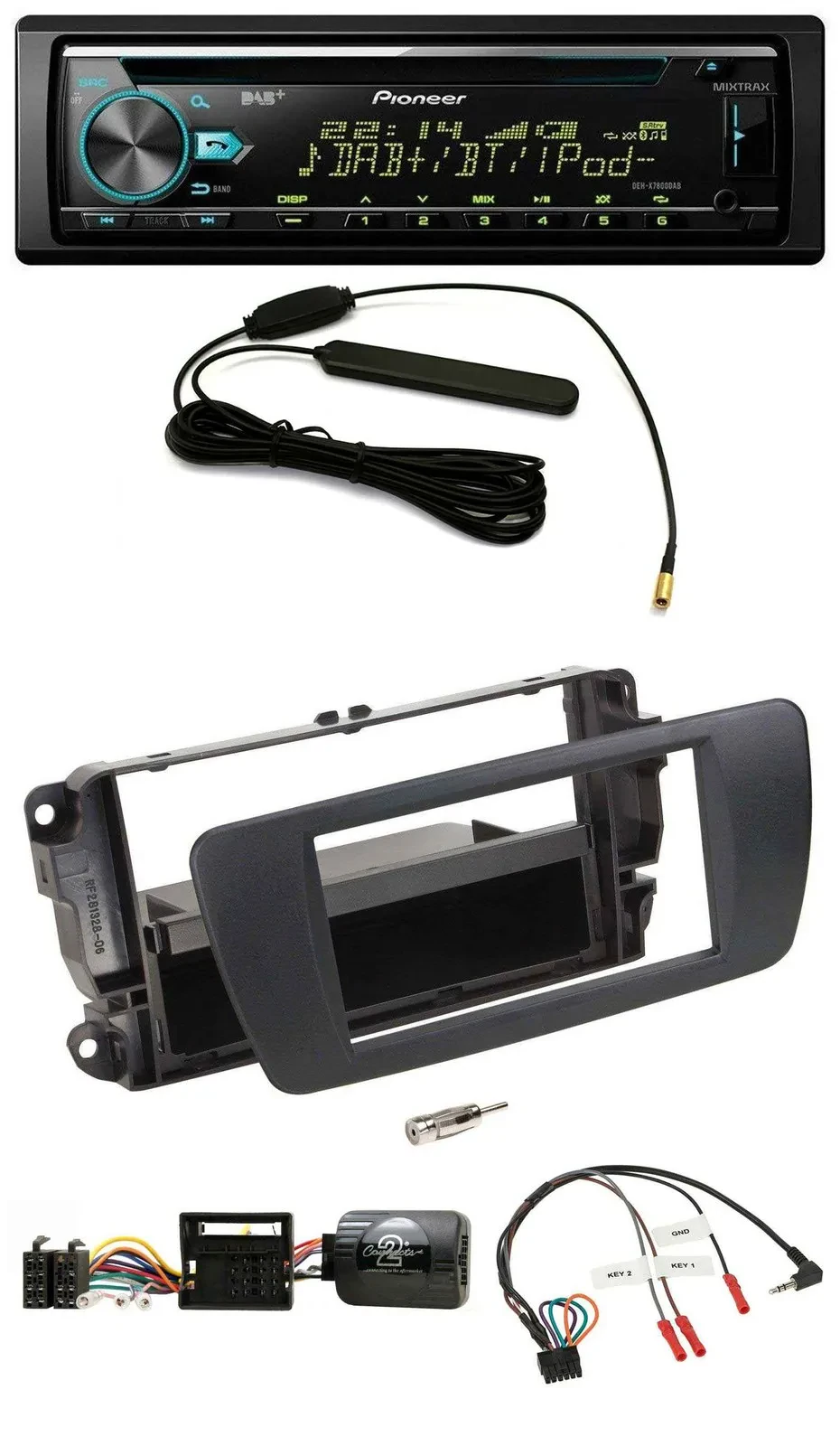 Pioneer CD MP3 Lenkrad DAB USB Autoradio für Seat Ibiza nitschwarz