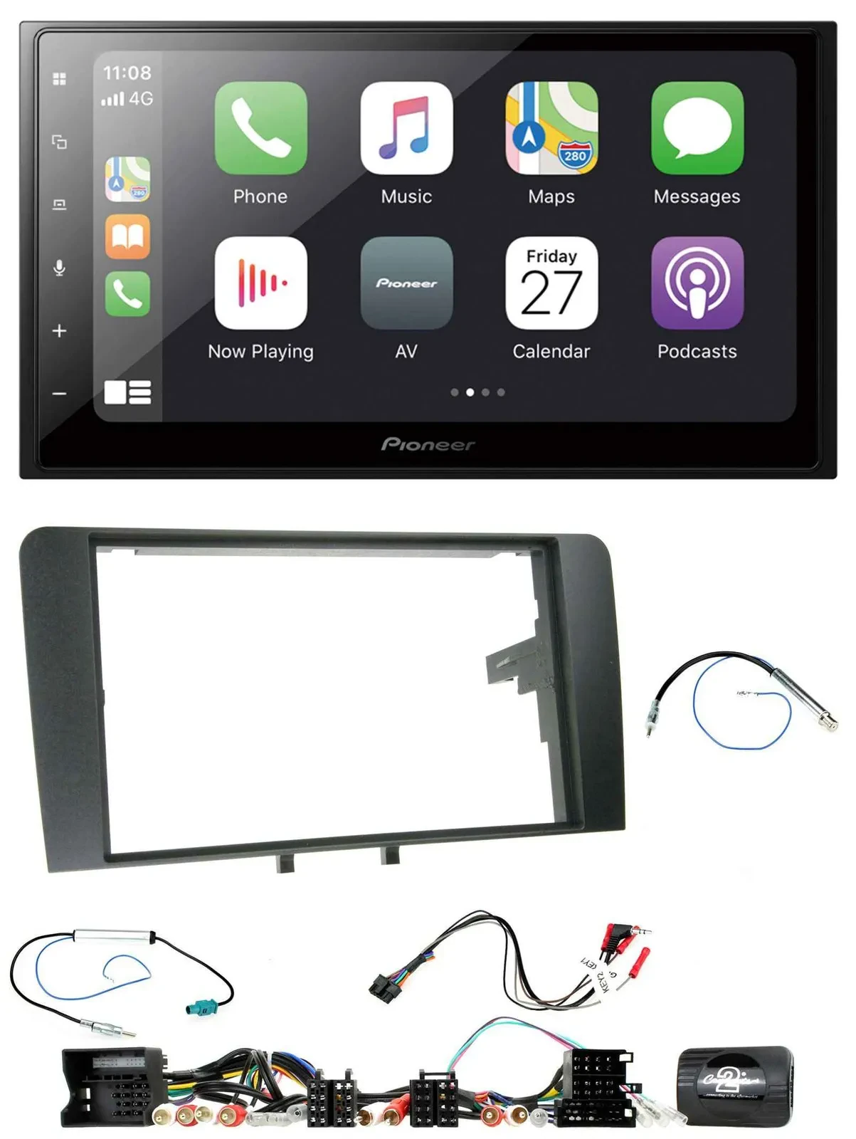 Автомагнитола для Audi A3 8P (2003–2012) Pioneer 2DIN, Bluetooth, DAB, USB