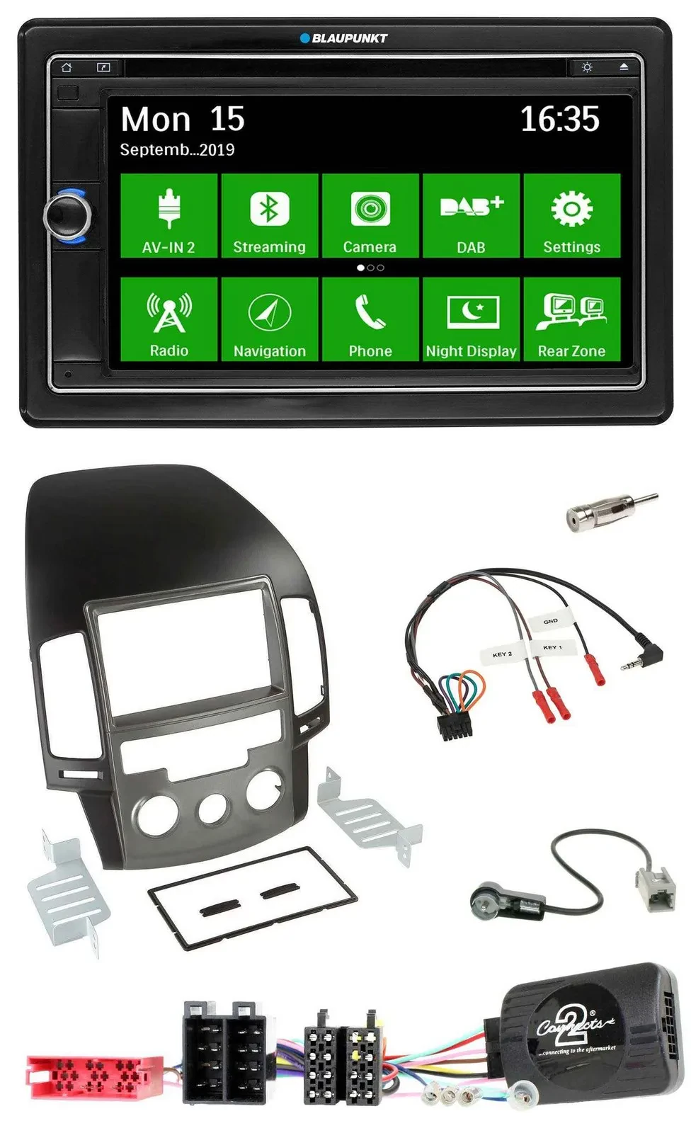 Blaupunkt Bluetooth 2DIN Lenkrad DAB USB TMC Navigation für Hyundai i30 ab 2009