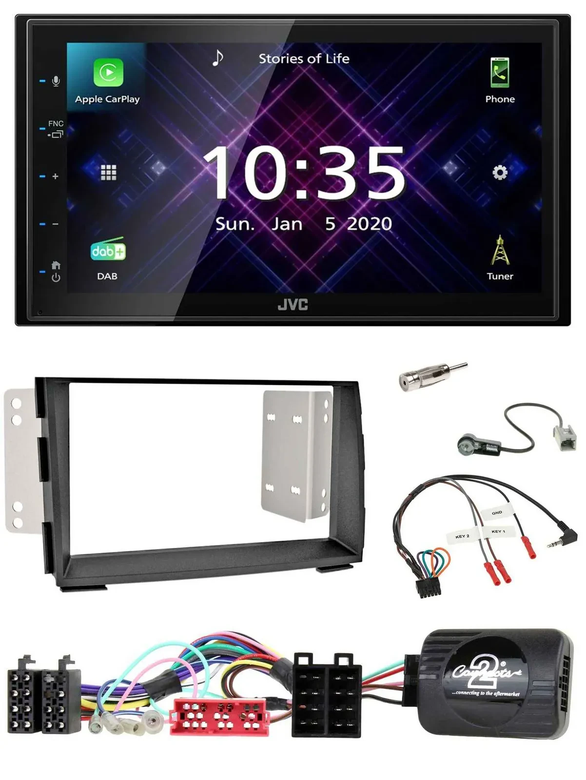 JVC DAB 2DIN Lenkrad Bluetooth USB Autoradio für Kia Venga 2010-2019