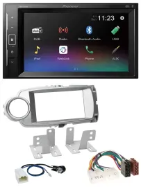 Pioneer DAB MP3 2DIN Bluetooth USB Autoradio für Toyota Yaris 2011-2014 silber