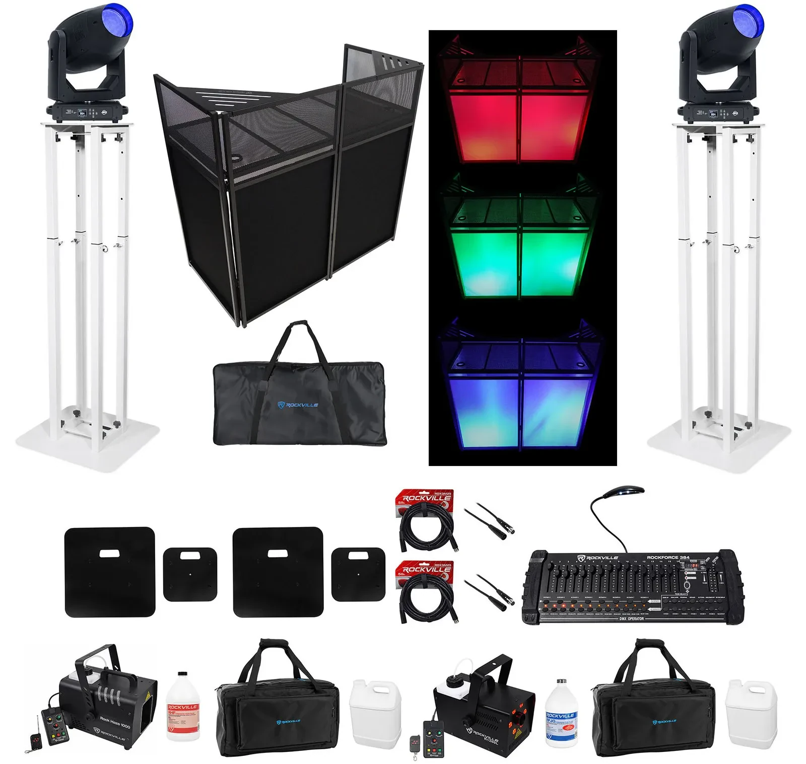 DJ Lighting Package w/ (2) American DJ Focus Profile Moving Head Lights+Facade