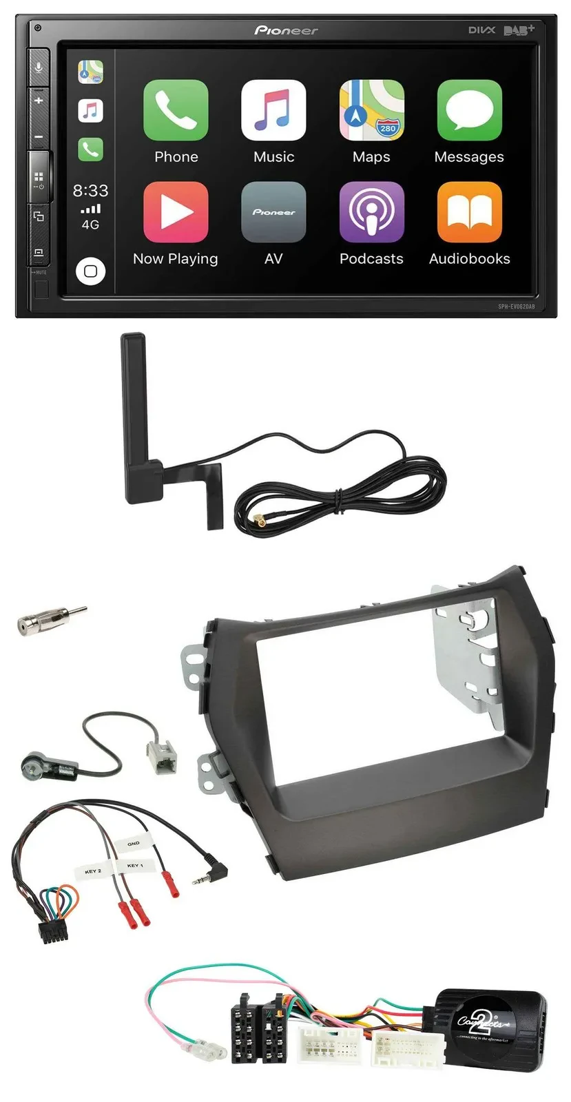 Pioneer USB 2DIN Bluetooth DAB Lenkrad Autoradio für Hyundai Santa Fe ab 2012 oh