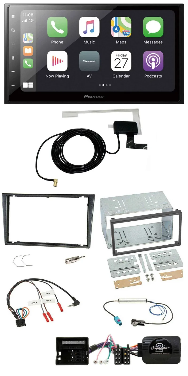 Pioneer USB Lenkrad 2DIN Bluetooth DAB Autoradio für Opel Tigra Corsa C Meriva g