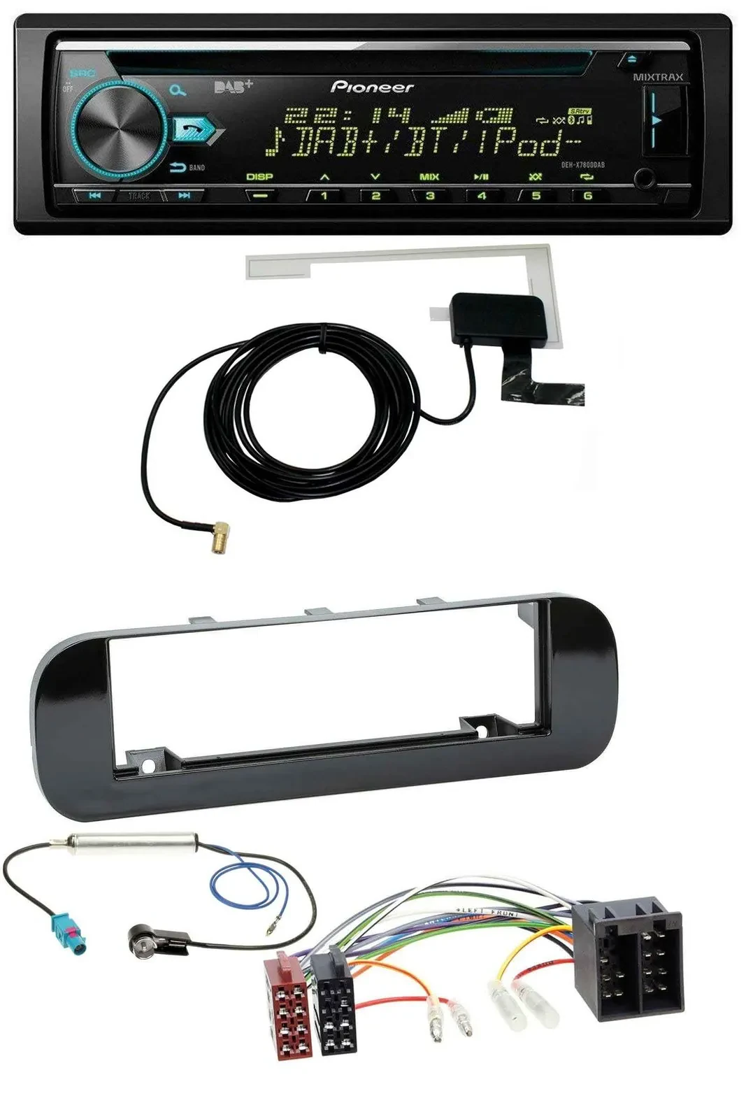Pioneer MP3 AUX CD USB DAB Autoradio für Fiat Panda (ab 2012) - glänzend