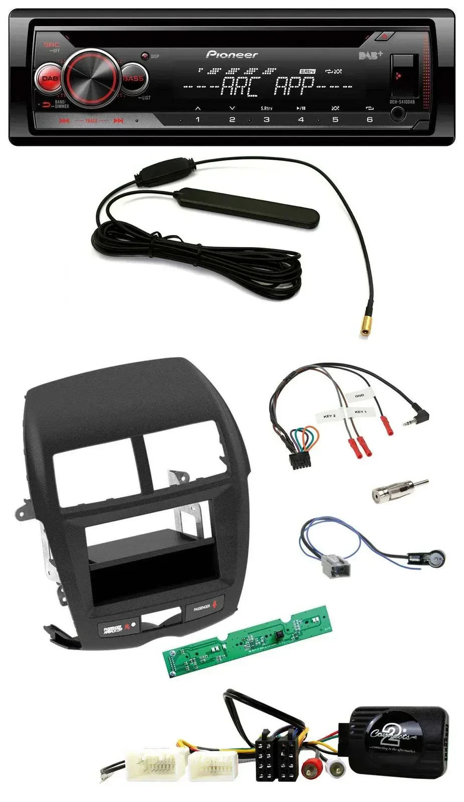 Автомагнитола для Mitsubishi ASX 2010–2014 Pioneer CD/USB/DAB/MP3, поддержка кнопок на руле