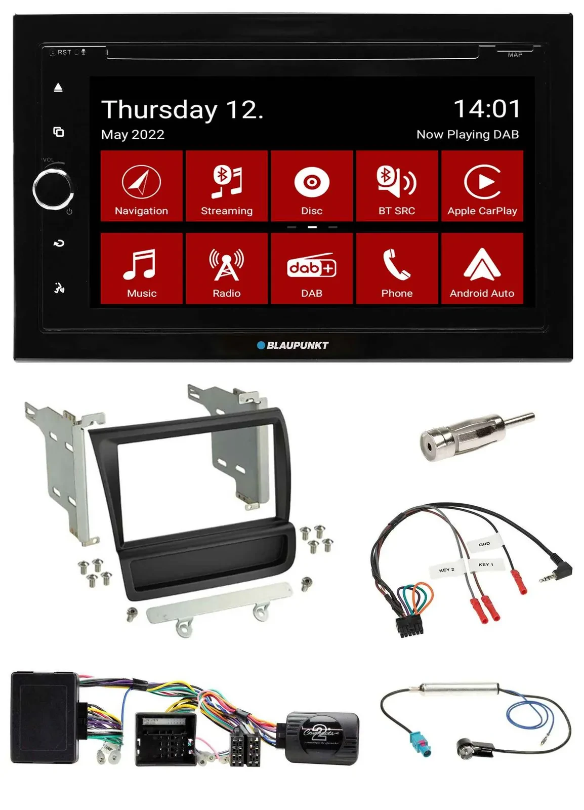 Blaupunkt 2DIN Lenkrad Bluetooth USB TMC DAB Navigation für Audi R8 42 2006-2015