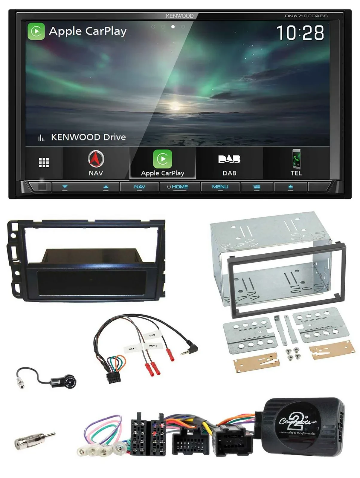 Kenwood Bluetooth USB 2DIN Lenkrad TMC DAB Navigation für Cadillac BLS YSCF 2006