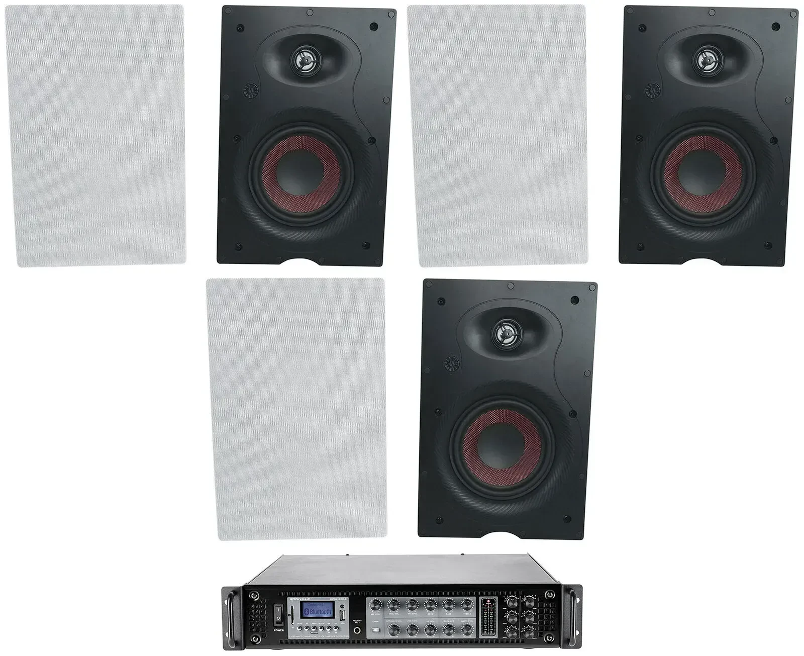 Комплект встраиваемой акустики для ресторанов Rockville WA6570 6.5" 70V 40/20/10/5W (набор, пара) с усилителем