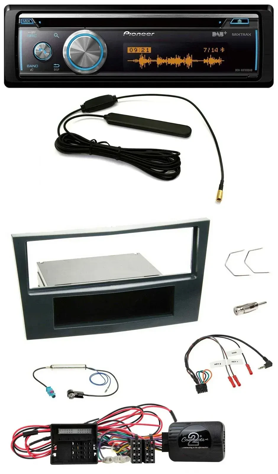 Автомагнитола Pioneer CD USB Bluetooth DAB для Opel Corsa D (2009–2014) Черная