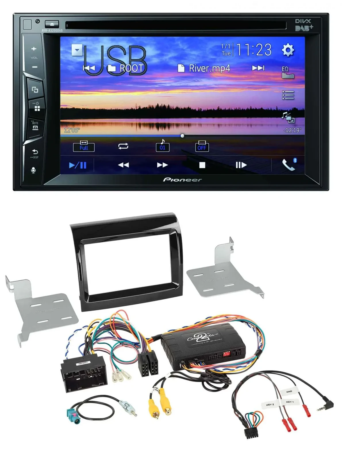 Pioneer Bluetooth 2DIN USB DVD DAB Lenkrad Autoradio für Fiat Citroen Peugeot In