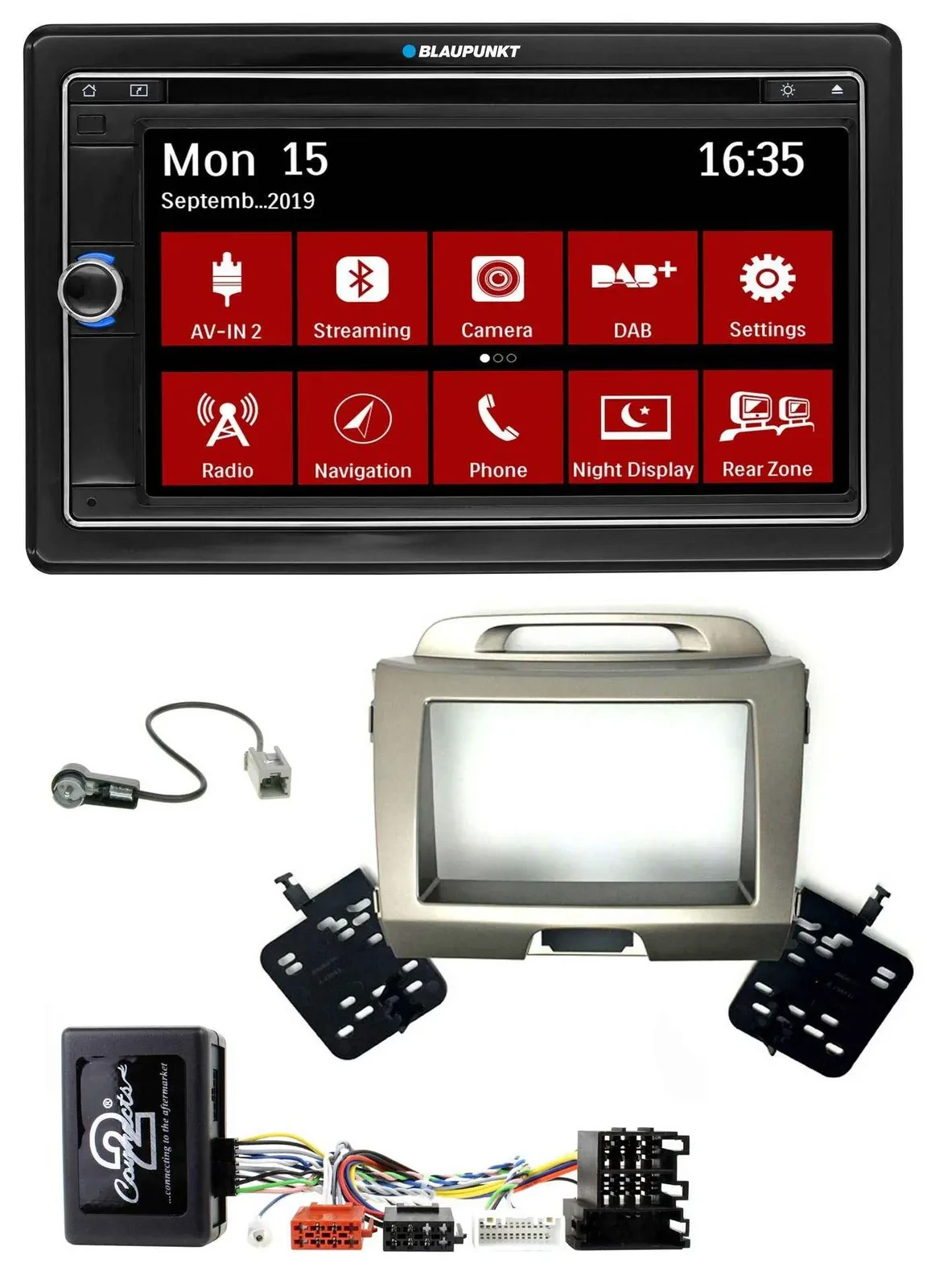 Blaupunkt Lenkrad DAB TMC 2DIN USB Bluetooth Navigation für Kia Sportage 3 Navi