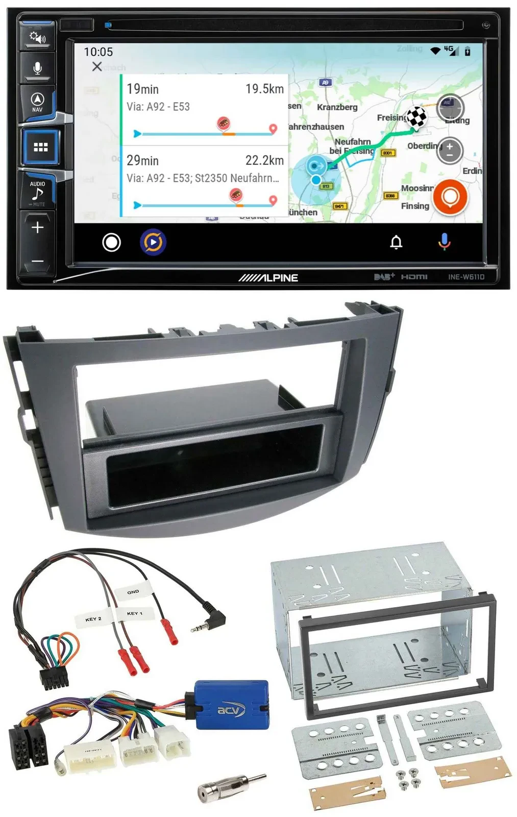 Автомагнитола Alpine 2DIN, Bluetooth, USB, DAB, навигация, поддержка управления на руле, для Toyota RAV4 (с 2011)