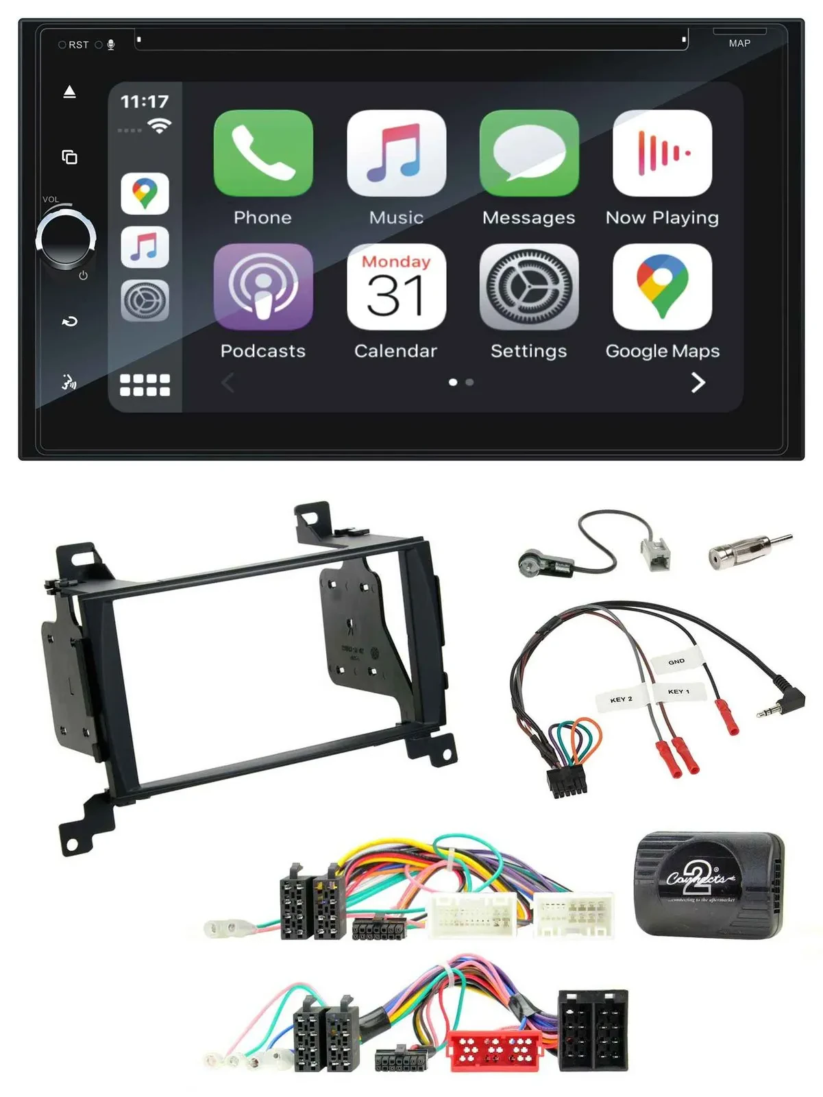 Blaupunkt DAB Lenkrad TMC Bluetooth USB 2DIN Navigation für Hyundai Santa Fe 201